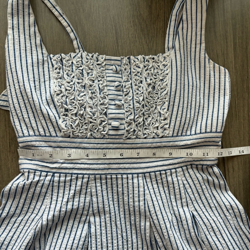 TeezeMe Dress Seersucker Blue & White Juniors Size 5 Sleeveless Back Tie Summer - Picture 10 of 11